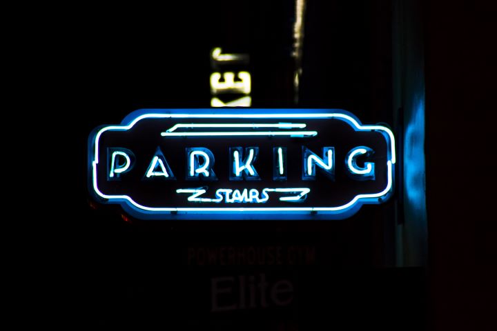 Neon lights Parking sign